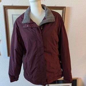 L.L. Bean Burgundy Women's Size Large Fleece Lines Insulated Puffer Jacket